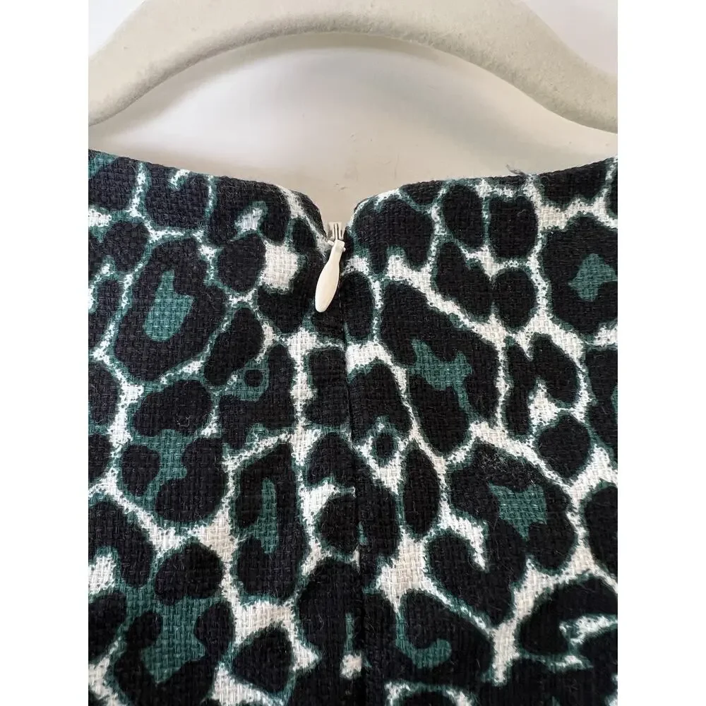 J.Crew Womens Teal Leopard Shift Dress Sz M 10 Leopard Corpcore Business Classic